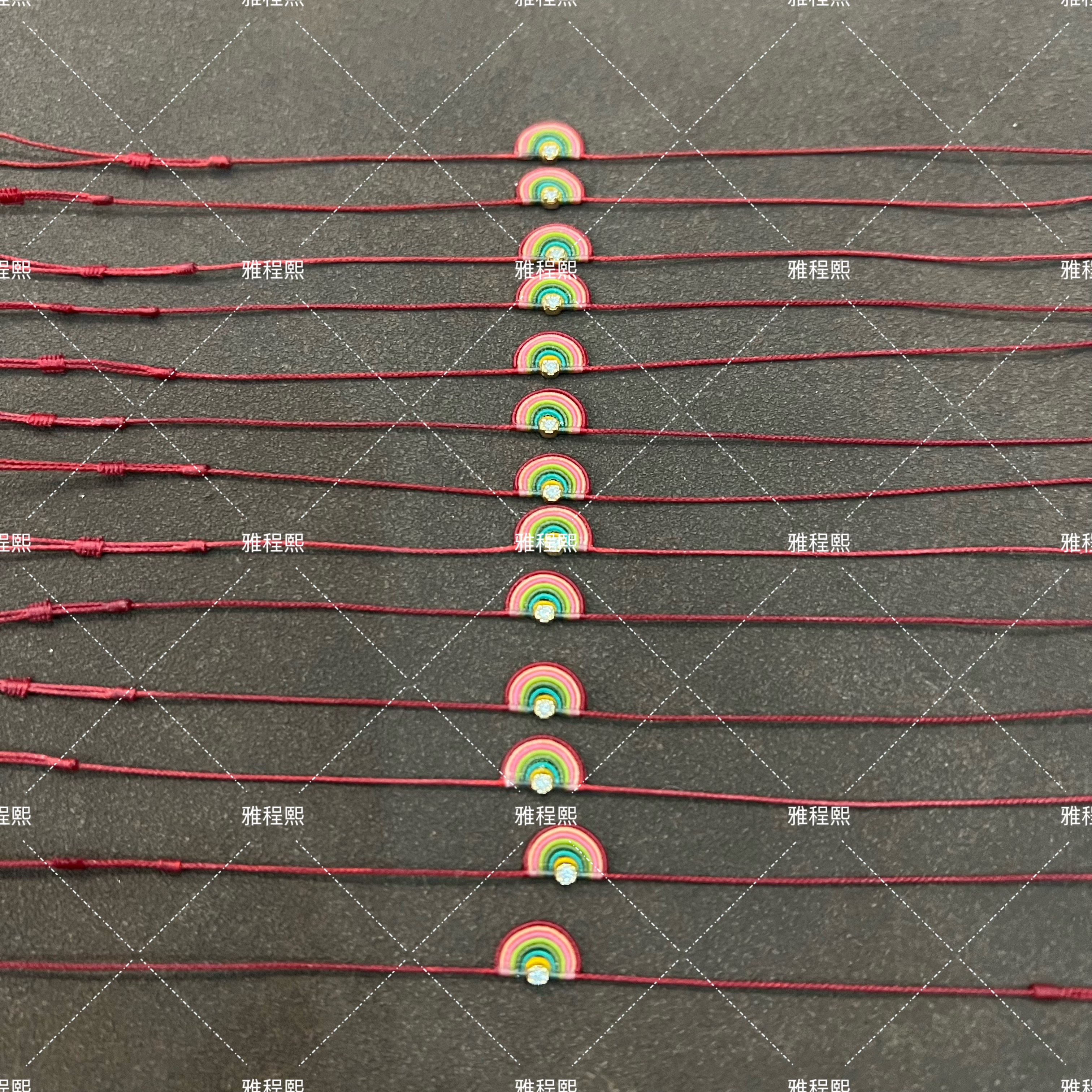 18k金限量天然钻石极细编织迷你彩虹桥手链