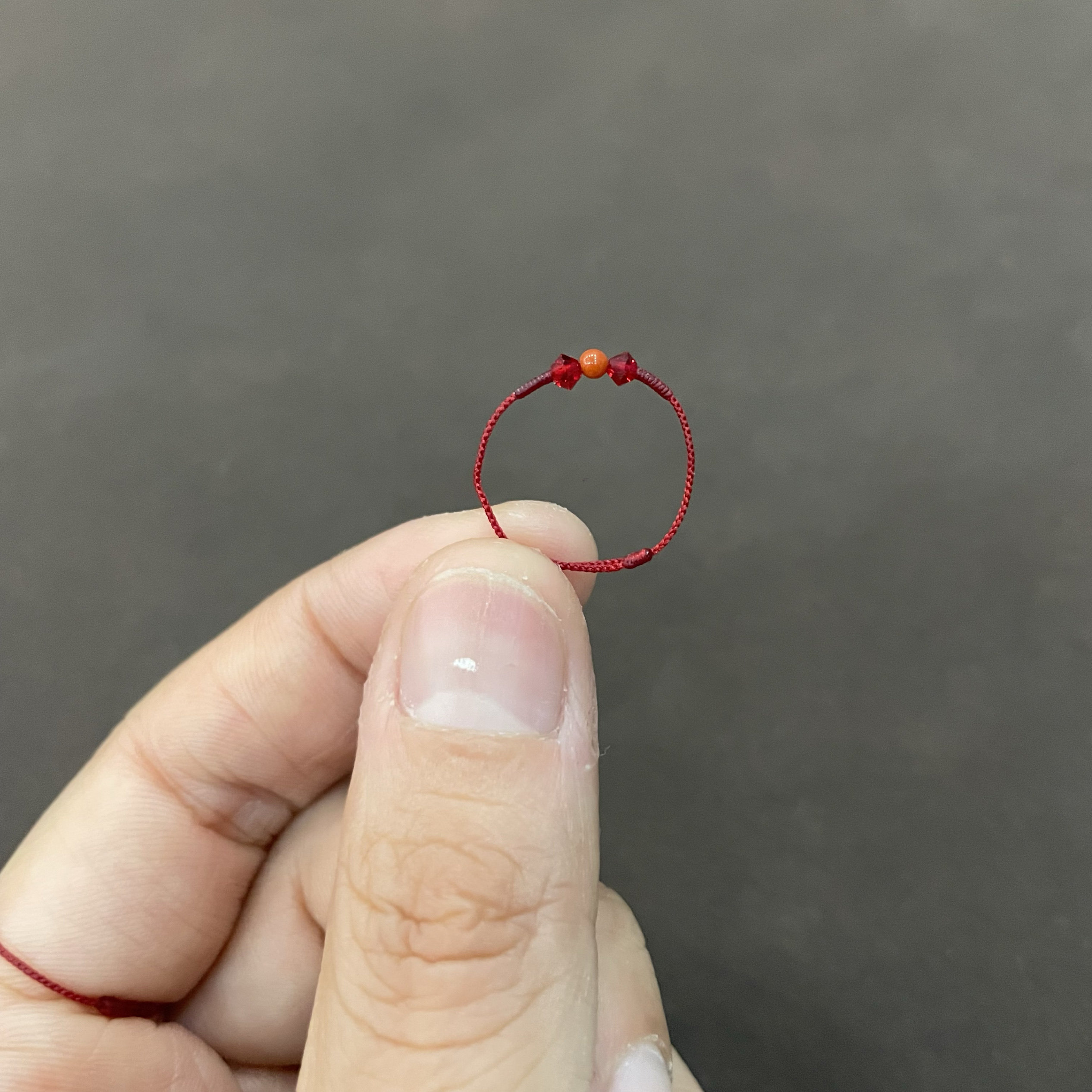 特细小mini微缩水晶南红本命年幸运红绳尾戒超精版