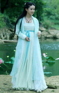 赵丽颖同款古装花千骨同款儿童成人仙女裙特价促销包邮古筝服装