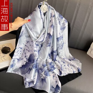 上海故事围巾女韩版丝巾秋冬季长款百搭2026新款披肩女送妈妈礼盒