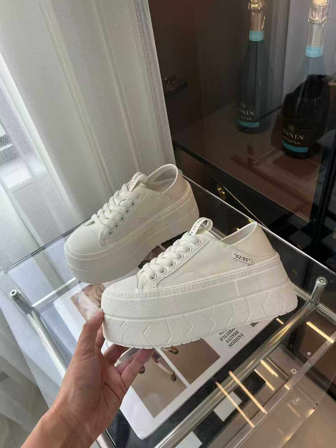 2026新款春秋真皮小白鞋女厚底松糕鞋小个子增高休闲鞋系带单鞋,女鞋,松糕（摇摇）鞋,淘宝优惠券,粉丝福利购,淘宝优惠卷