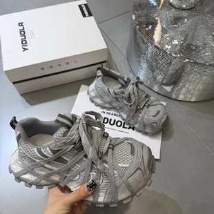 厚底老爹鞋 单鞋 女春季 网面透气运动鞋 小个子增高休闲鞋 2026新款