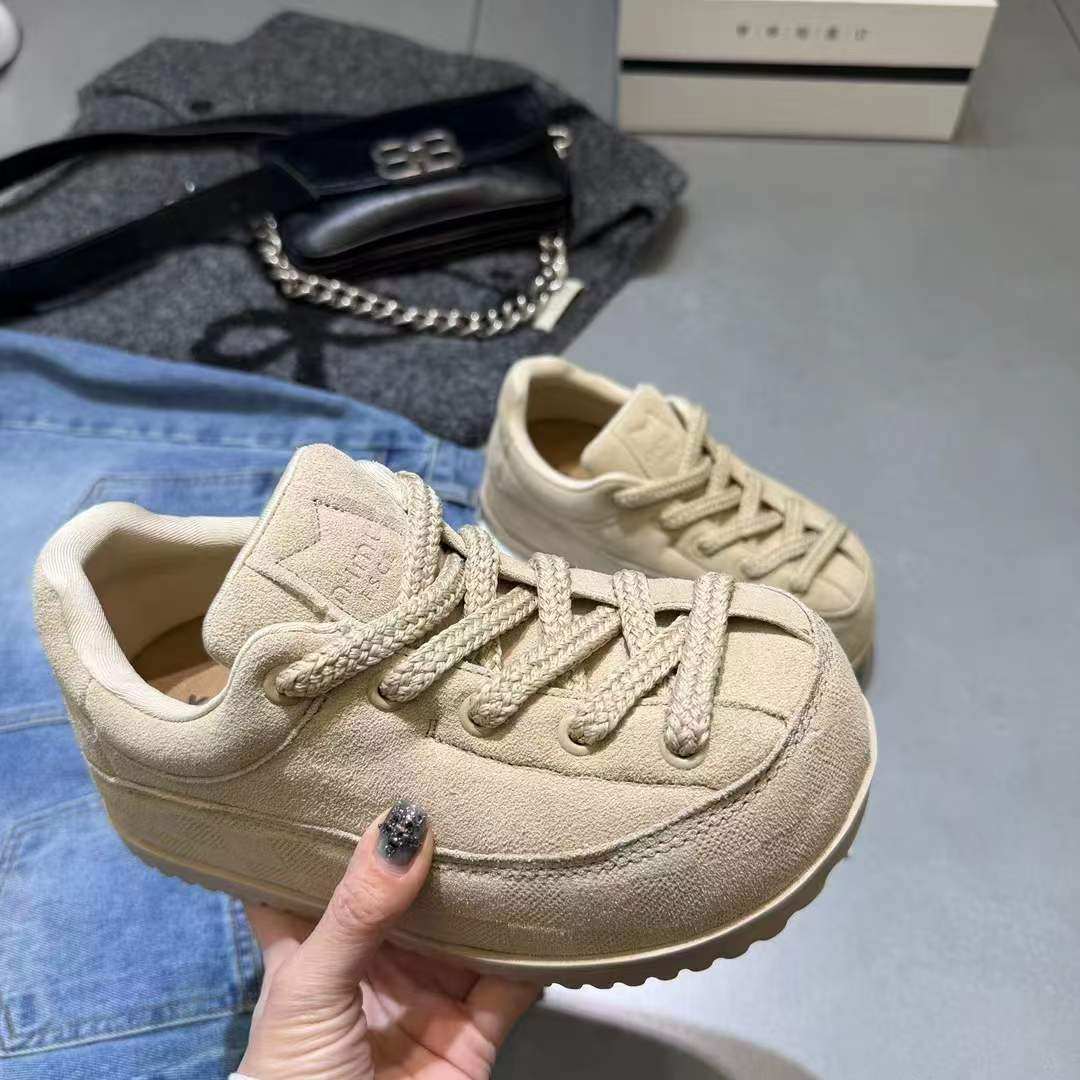 2026春季新款真皮板鞋女时尚运动鞋潮流休闲鞋厚底磨砂系带单鞋,女鞋,休闲板鞋,淘宝优惠券,粉丝福利购,淘宝优惠卷