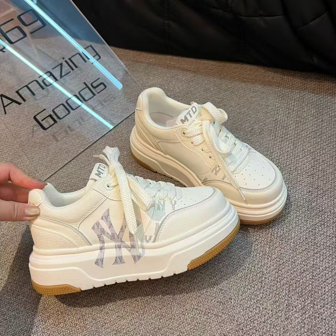 2026新款真皮板鞋女时尚潮流休闲鞋厚底增高运动鞋春秋系带单鞋,女鞋,休闲板鞋,淘宝优惠券,粉丝福利购,淘宝优惠卷