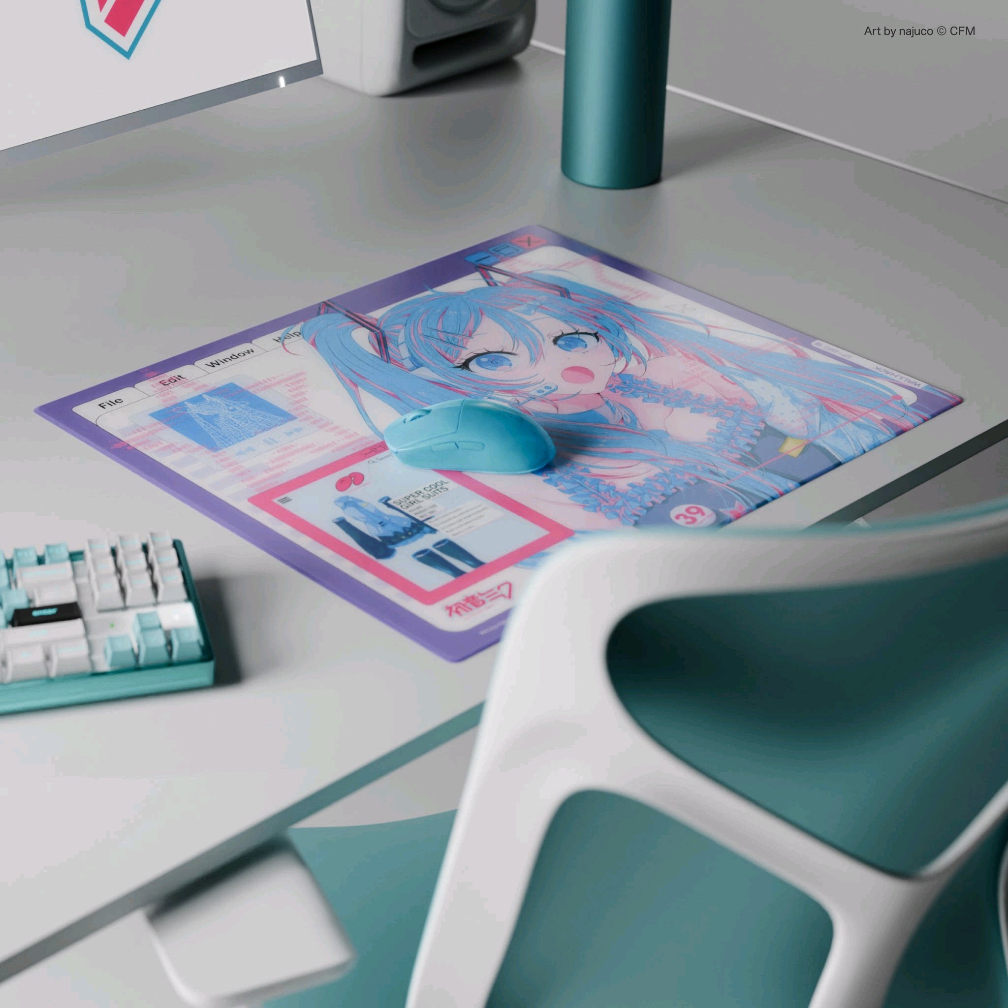 WALLHACK沃哈克SP005初音未来OS Miku玻璃鼠标垫女生桌垫办公大号