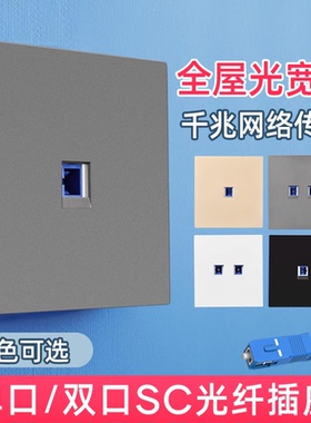 T款家恩86型白色sc光纤插座通用入户宽带光猫口面板一二三位多口