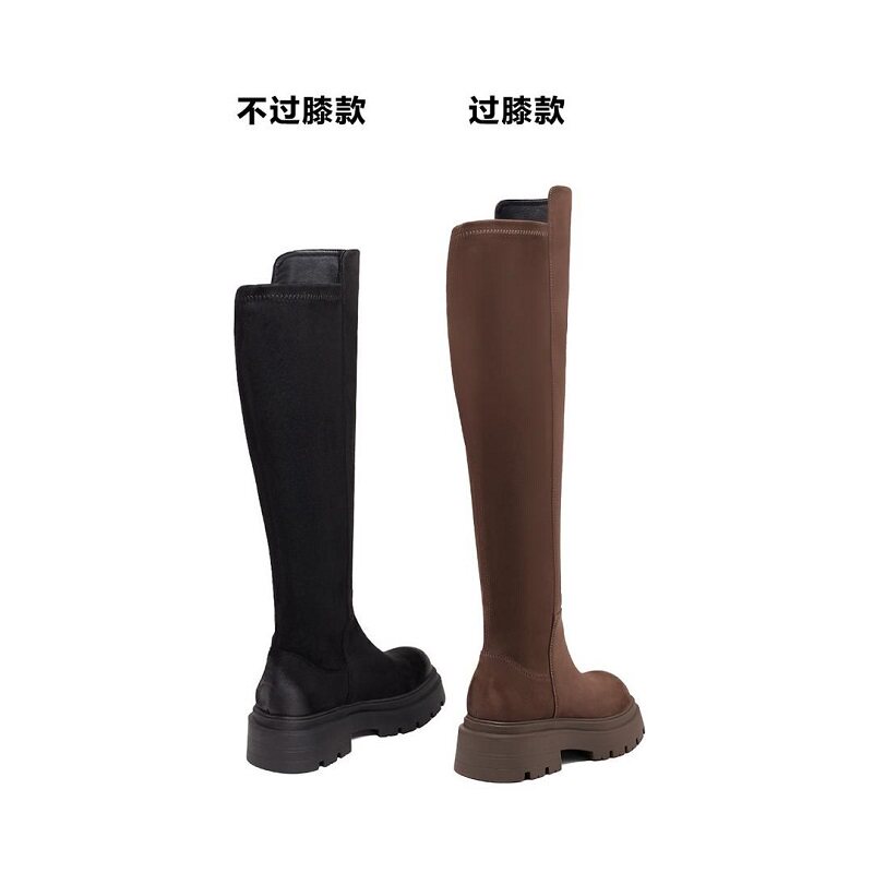 BOOTS WOMENS SLIM OVER-THE-KNEE BOOTS PLUS FLEECE 2022 NEW AUTUMN AND WINTER TALL BOOTS STRETCH BOOTS BOOTS WOMENS THICK SOLE