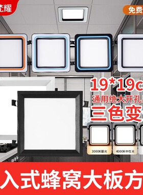 蜂窝小方灯大板19X19开孔黑色集成吊顶LED小方灯黑框高亮新款