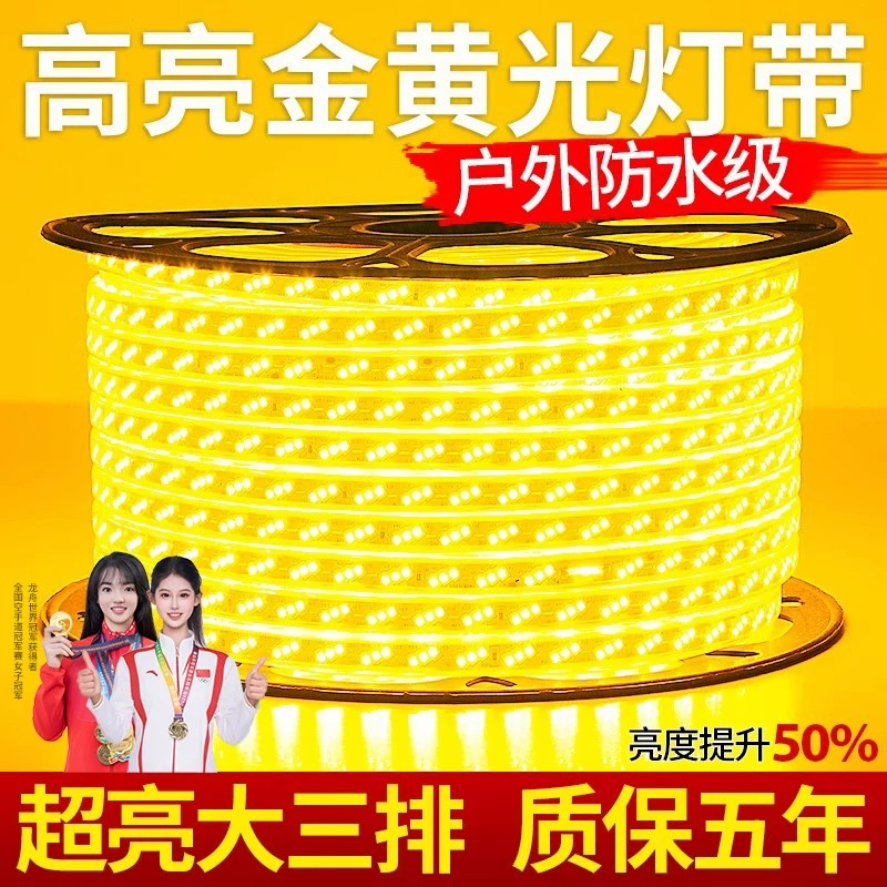 金黄色led灯带超亮户室外亮化防水白暖光工程家用客厅吊顶软灯条
