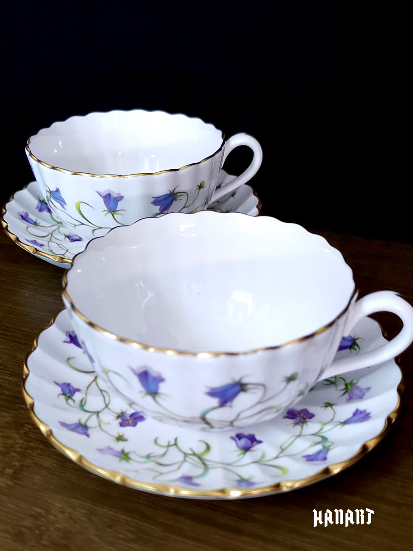 英国古董瓷器斯波德Spode Canterbury骨瓷咖啡杯茶杯碟手绘风铃草