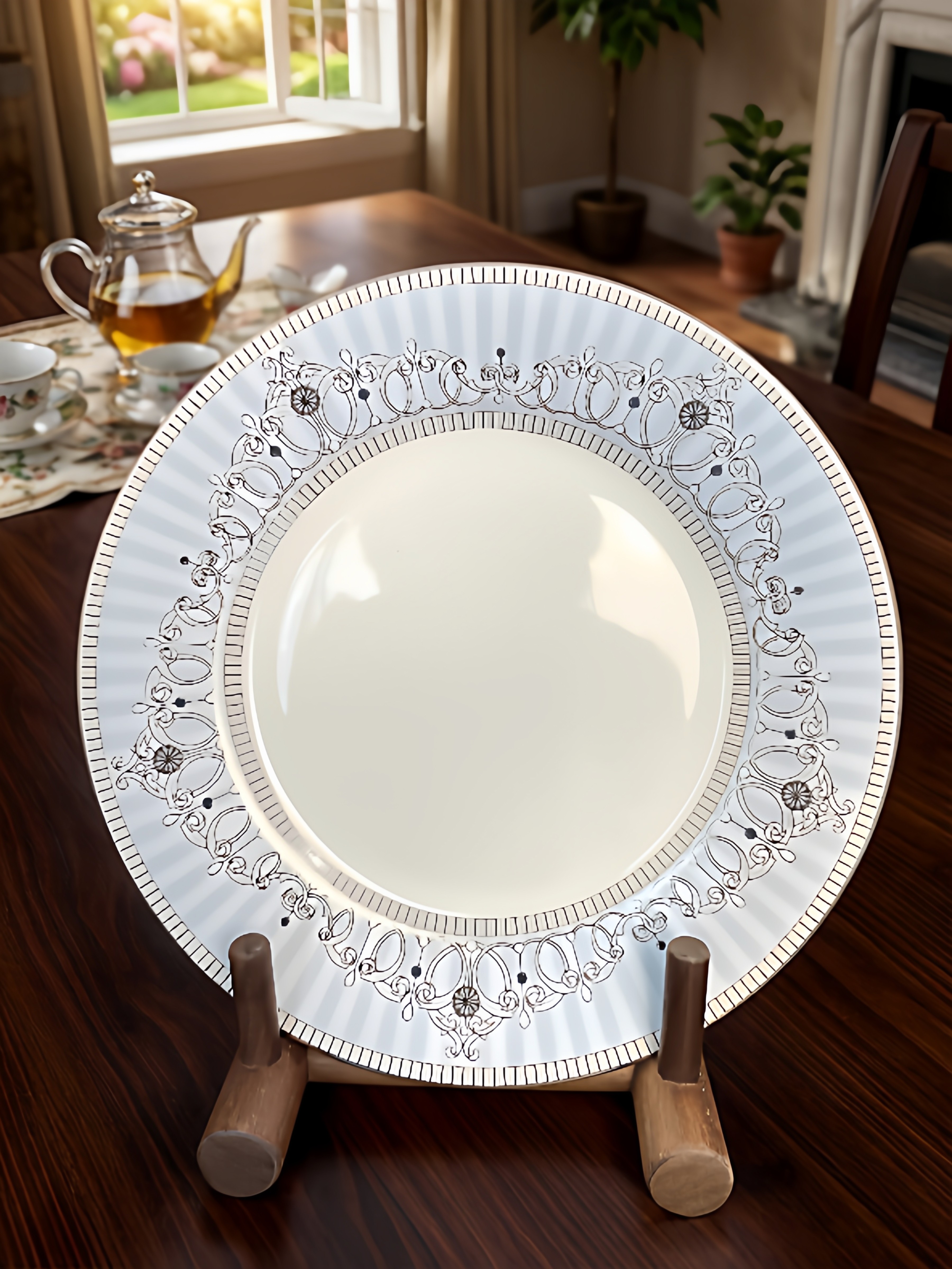 英国Wedgwood  Alexandra Champagne高端骨瓷餐盘果盘20cm蛋糕盘