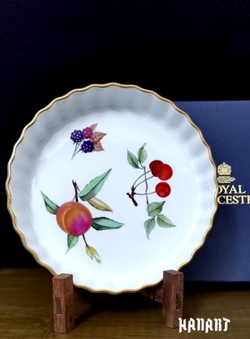 英国产皇家伍斯特Royal Worcester Evesham gold餐盘果盘装饰手绘