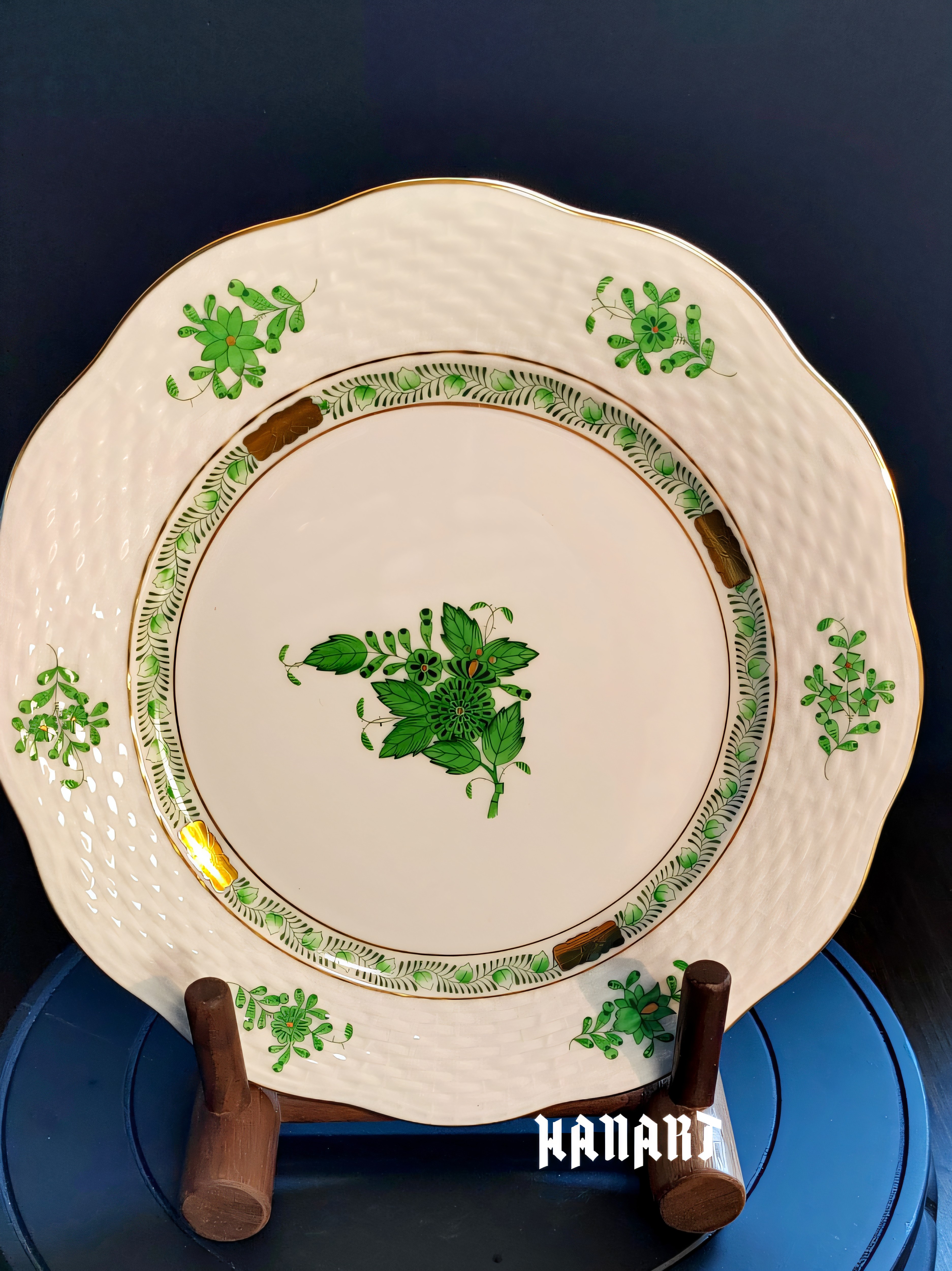 Herend赫伦匈牙利手绘盘子19cm Apponyi Green 手绘餐盘圆盘果盘
