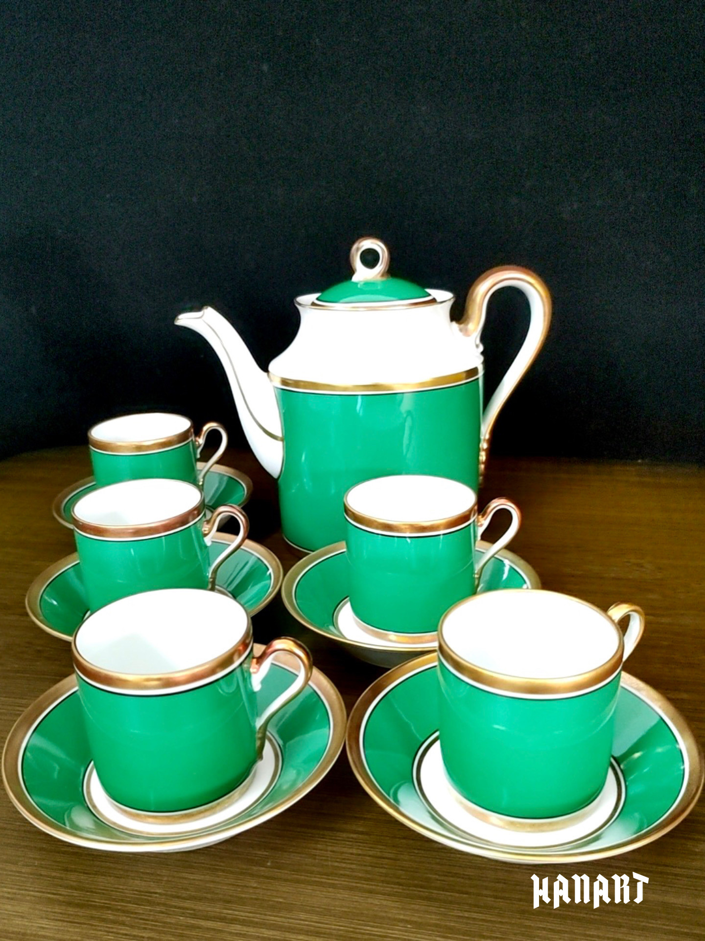 意大利理查德·基诺理Richard Ginori帝皇绿咖啡杯茶杯碟茶壶套装