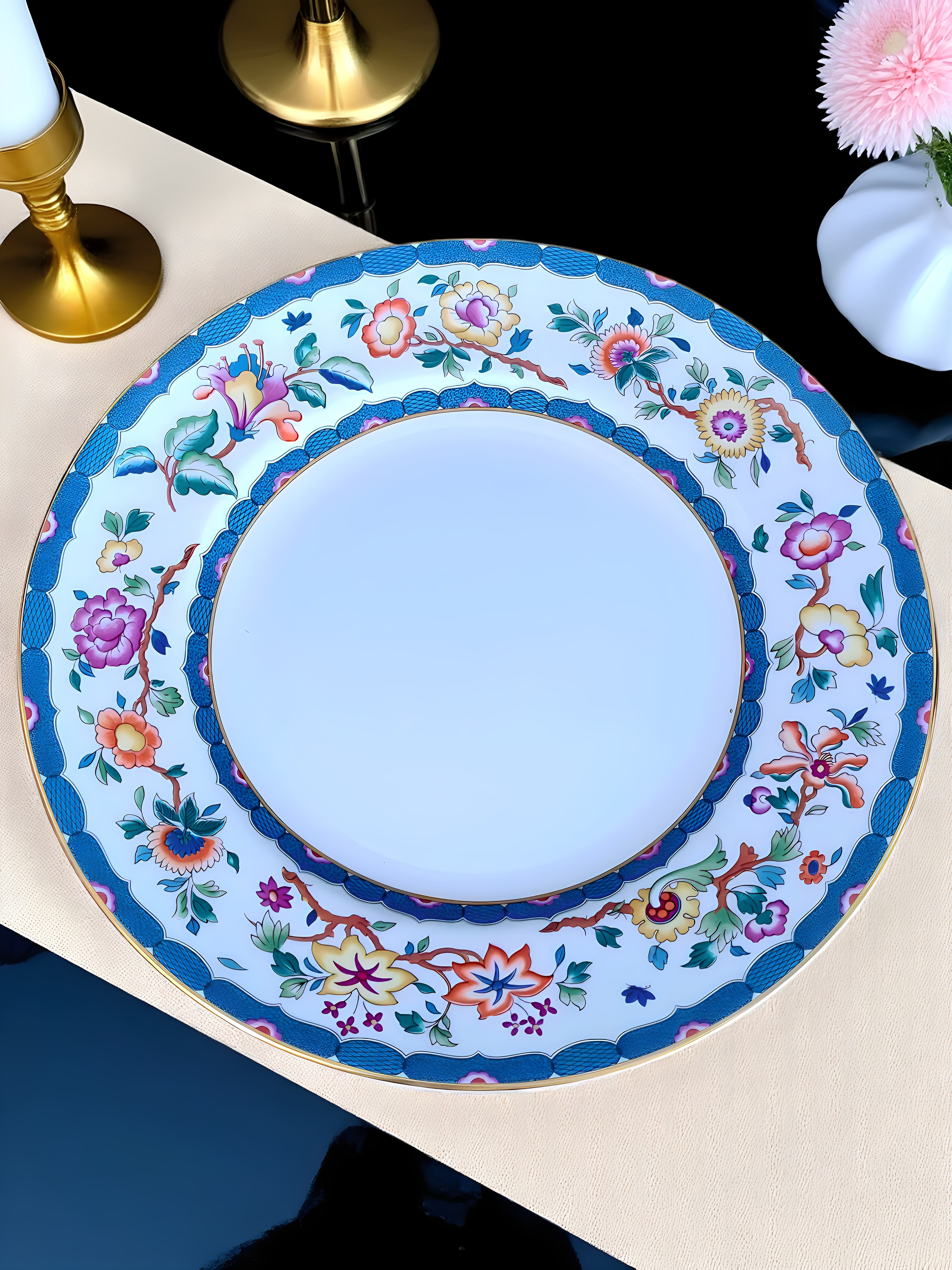 英国原产Wedgwood威基伍德Huntingdon手绘花卉蛋糕盘餐盘20cm欧式