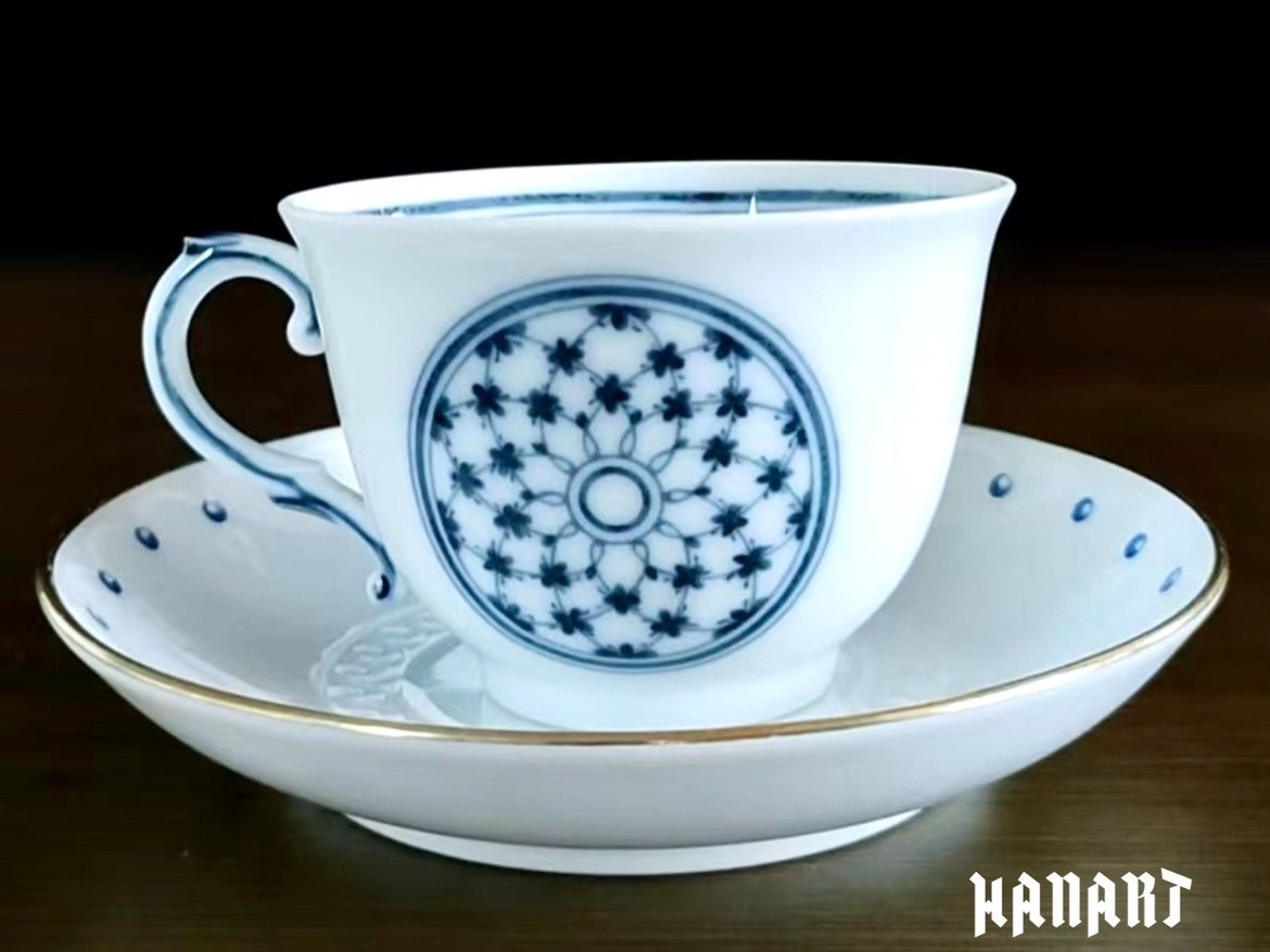 意大利名瓷理查德·基诺里Richard Ginori咖啡杯青花釉下浮雕茶杯