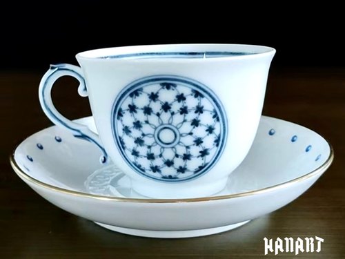 意大利名瓷理查德·基诺里Richard Ginori咖啡杯青花釉下浮雕茶杯