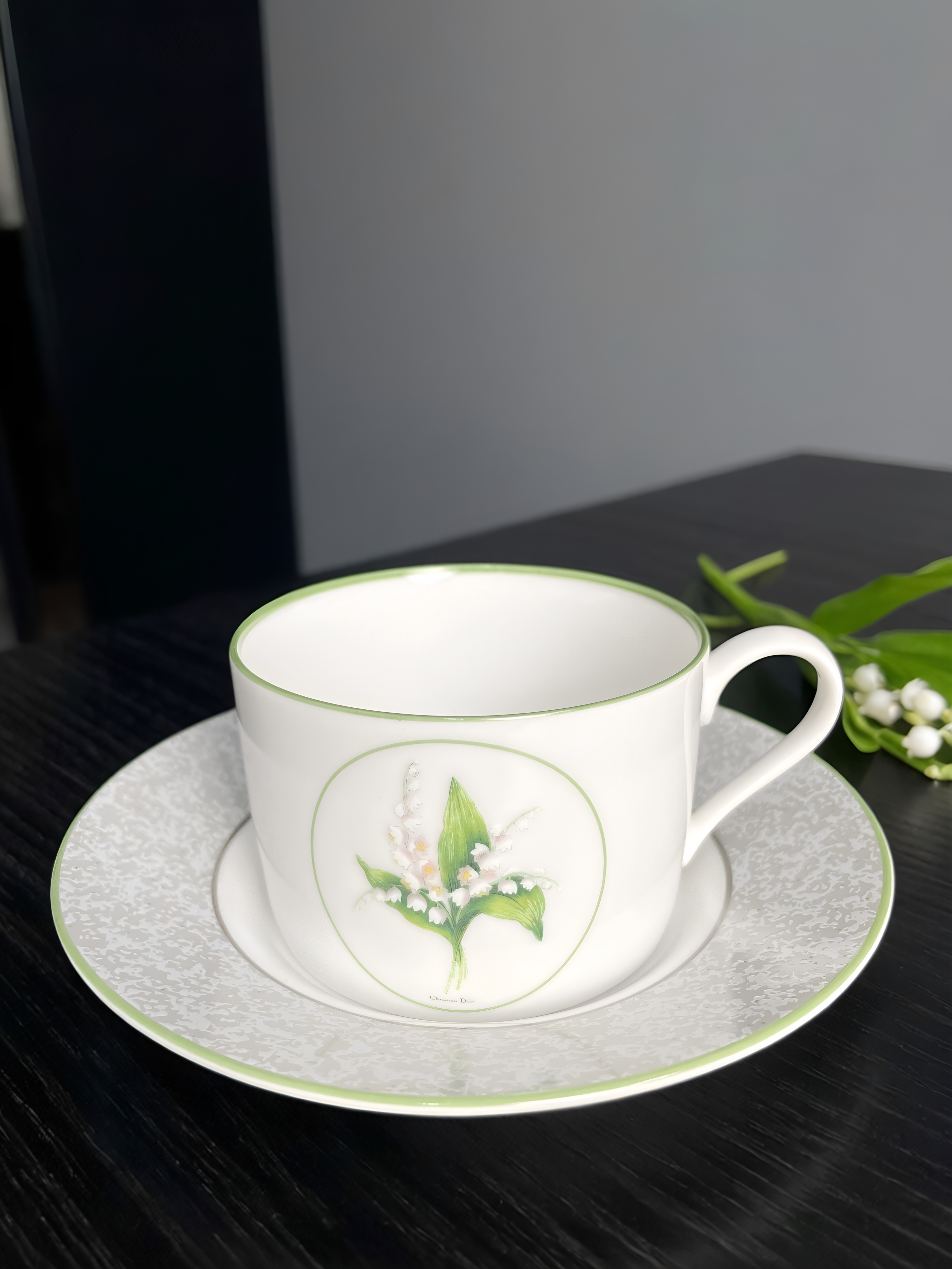 法国迪奥D ior铃兰花卉杯碟红茶杯vintage中古咖啡杯下午茶杯碟
