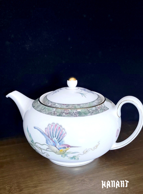 英国原产皇室瓷器Wedgwood Humming bird蜂鸟手绘咖啡壶茶壶茶具