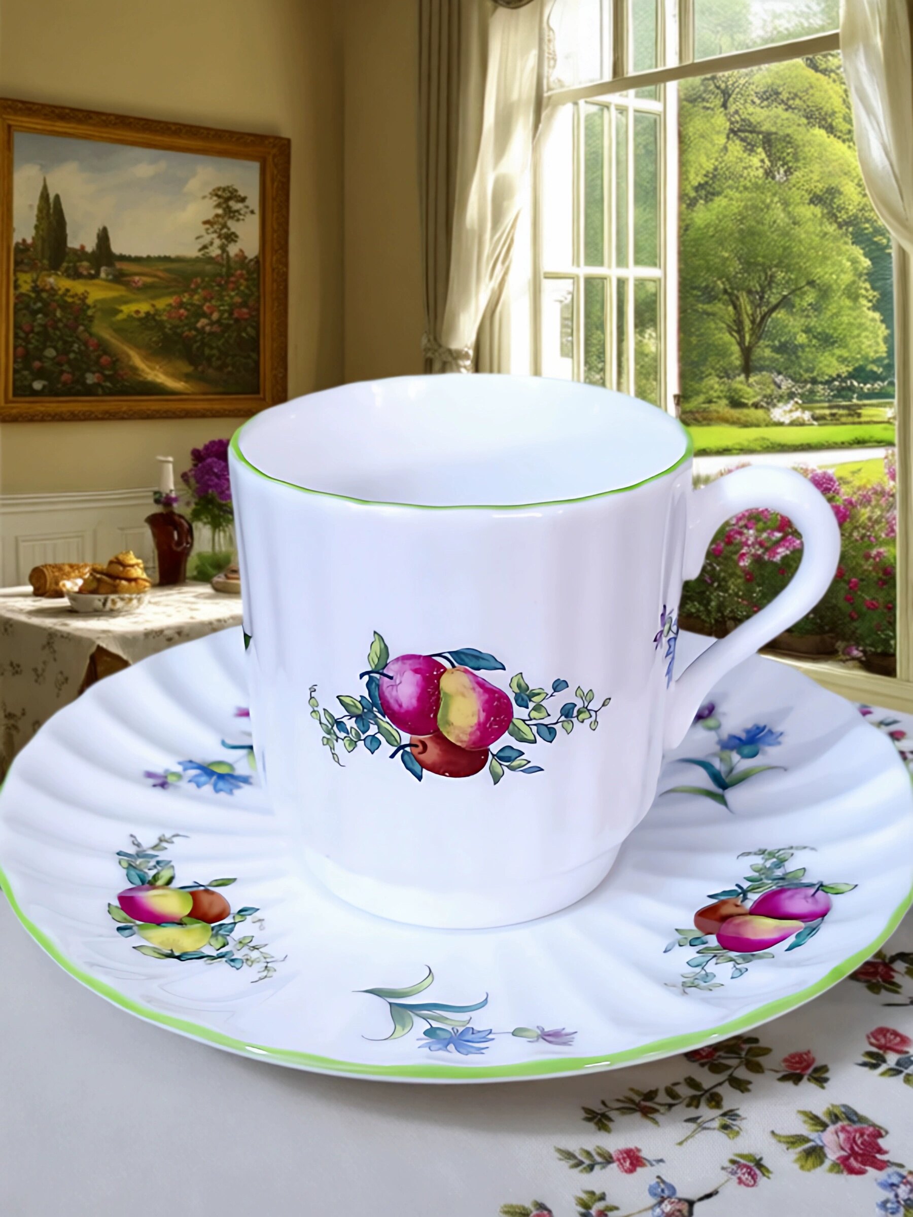 英国古董瓷器绿色茶杯英国spode