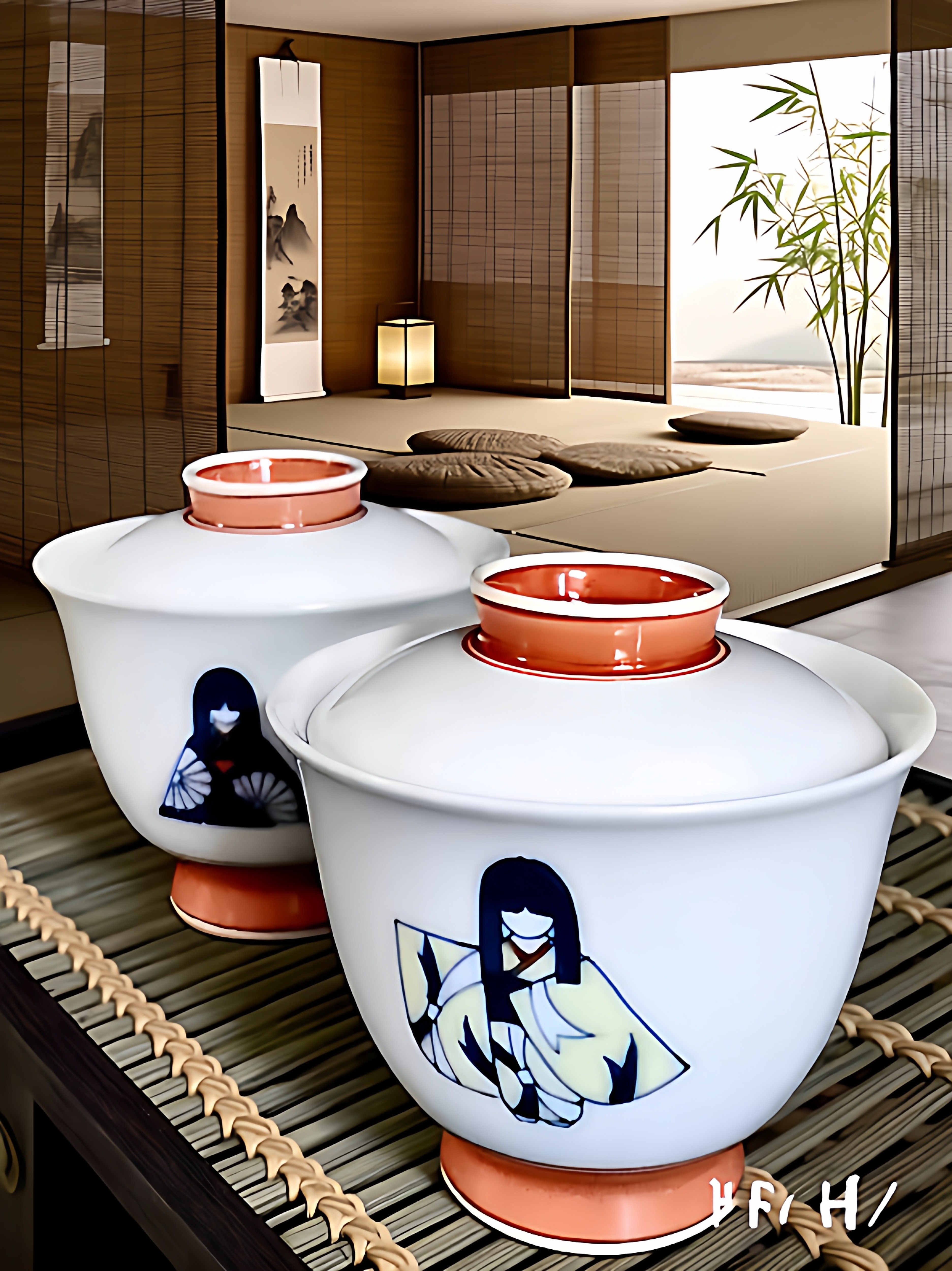 日式日本茶杯有田烧锅岛畑萬
