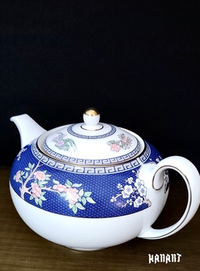 英国皇室瓷器Wedgwood Blue Siam威基伍德蓝色暹罗系列咖啡壶茶壶