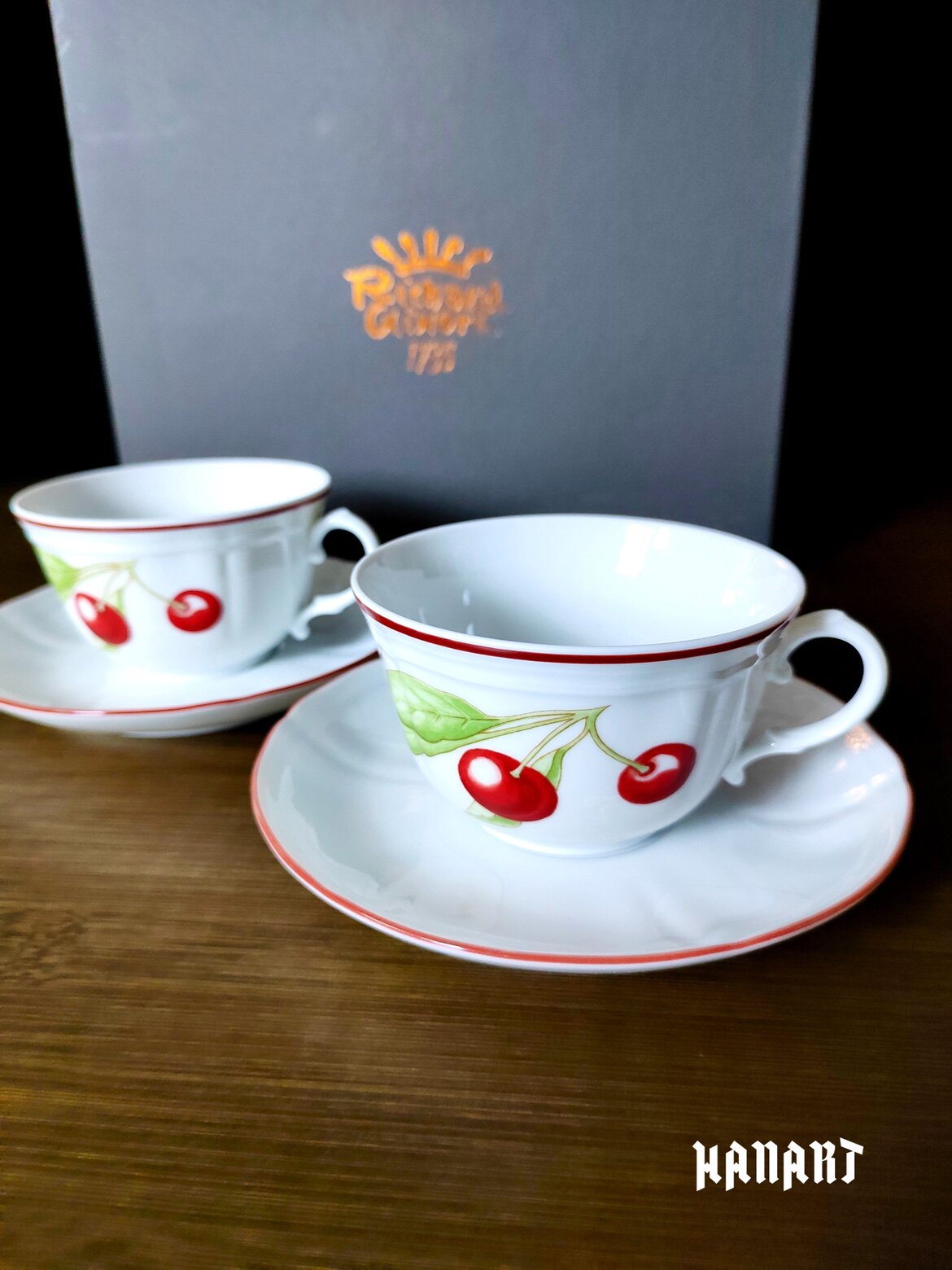 意大利Richard Ginori手绘樱桃Antico Doccia 咖啡杯茶杯碟欧式