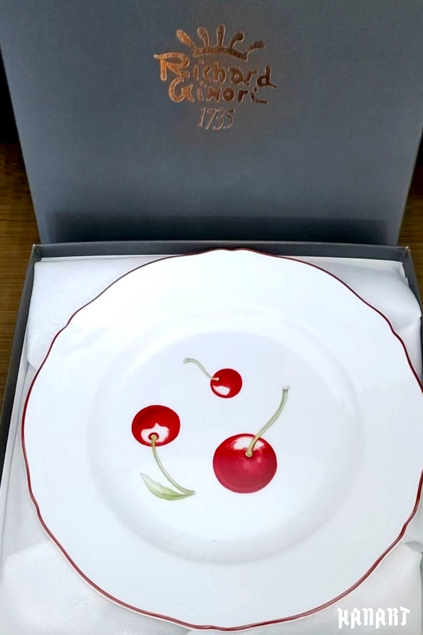意大利Richard Ginori理查德·基诺理手绘樱桃餐盘果盘蛋糕盘家用