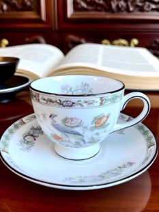 英国皇室骨瓷Wedgwood kutani crane九谷鹤 咖啡杯红茶杯碟收藏款