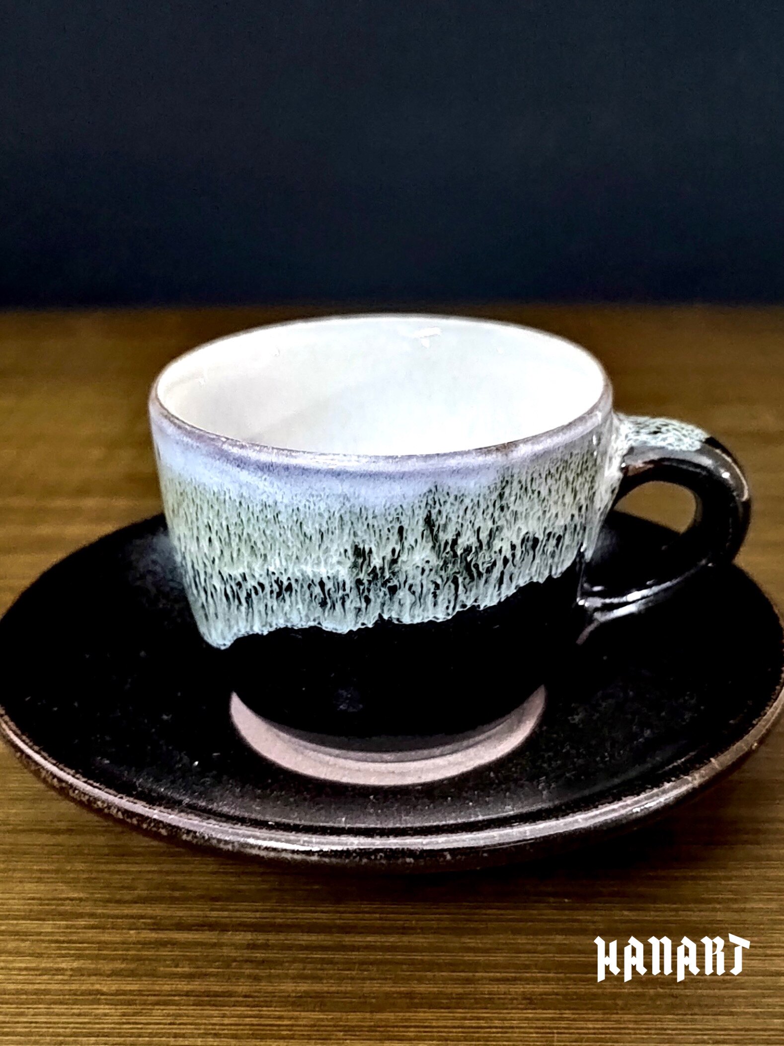昭和时期日本进口琉球黑天目釉 咖啡杯陶艺家vintage日式茶道茶杯