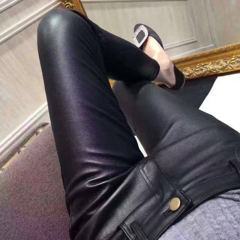 海宁2025秋冬新款真皮皮裤女紧身弹力裤绵羊皮长裤铅笔小脚裤高腰