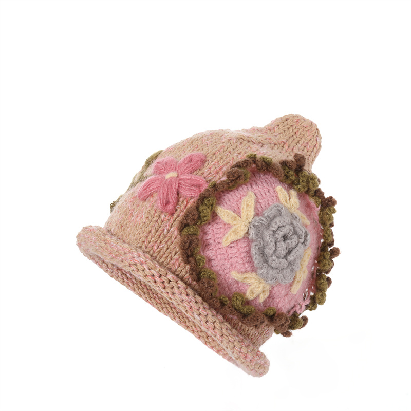 渔夫帽手工编织刺绣森林花朵