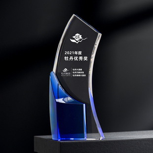 水晶奖杯定制奖牌定做创意高档大气荣誉销售精英订制抗疫纪念品