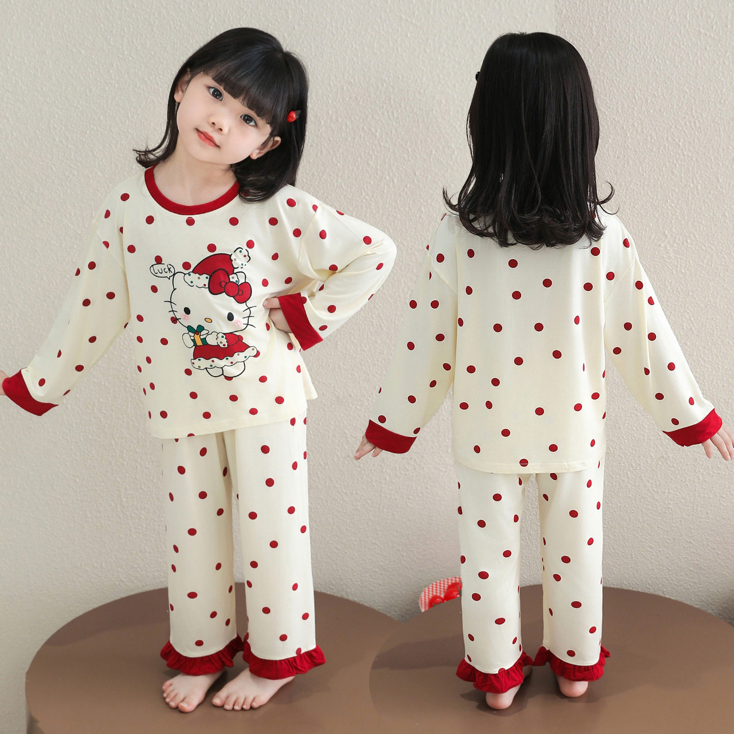 女童睡衣夏季长袖莫代尔空调服2026新款中大童女孩可爱凉爽家居服