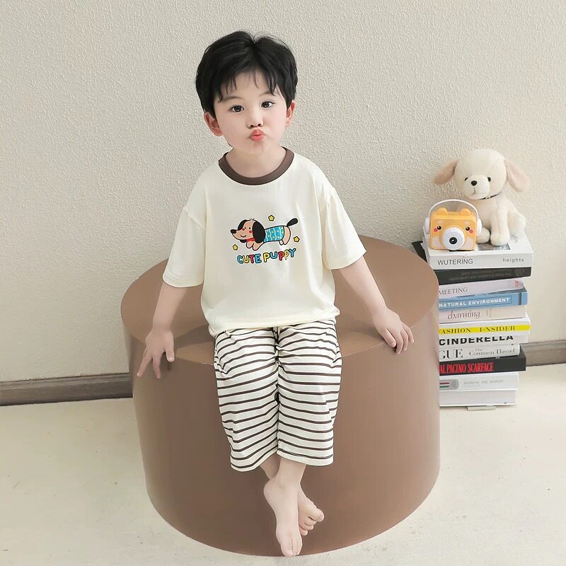 男童睡衣短袖莫代尔夏季薄款套装
