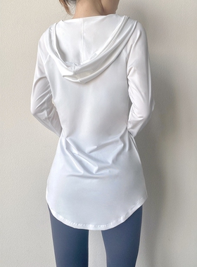 大码瑜伽运动长袖t恤中长款遮屁股遮臀宽松速干健身服运动上衣女