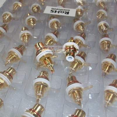 台湾 高品质纯铜镀金 AV音响功放莲花插座 RCA插座 音视频插座