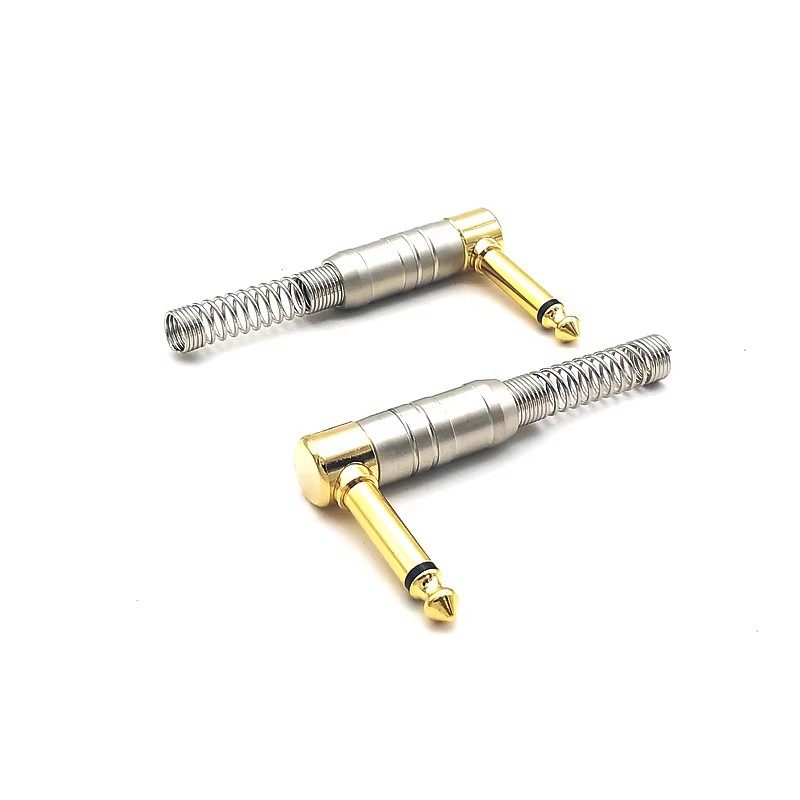 高品质弯头90度 6.35单声音频头 大二芯插头 6.5单声道 话筒接头