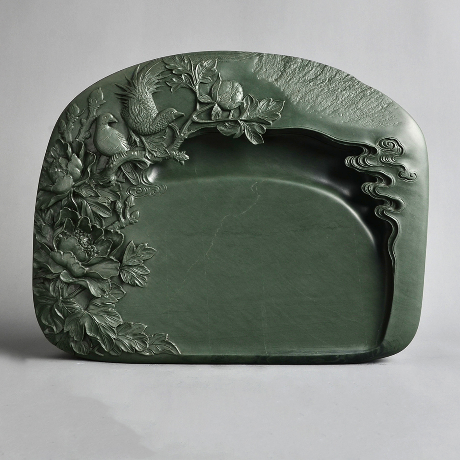 艺砚阁洮砚甘肃非遗牡丹砚收藏级水泉老坑手工文房四宝661