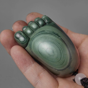 文公子甘肃洮砚文创产品可爱胖脚手把件脚踏实地天然石材手工雕刻