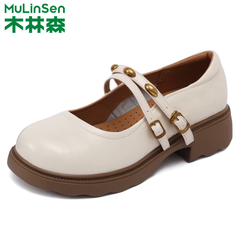 木林森优雅百搭浅口玛丽珍鞋女