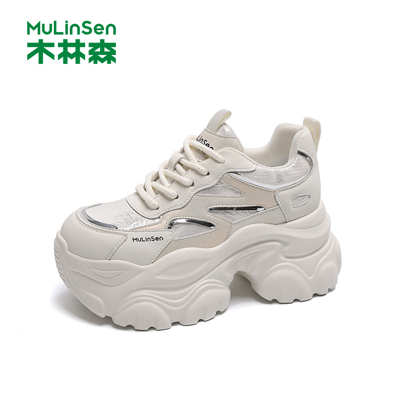 木林森秋季厚底增高老爹鞋女