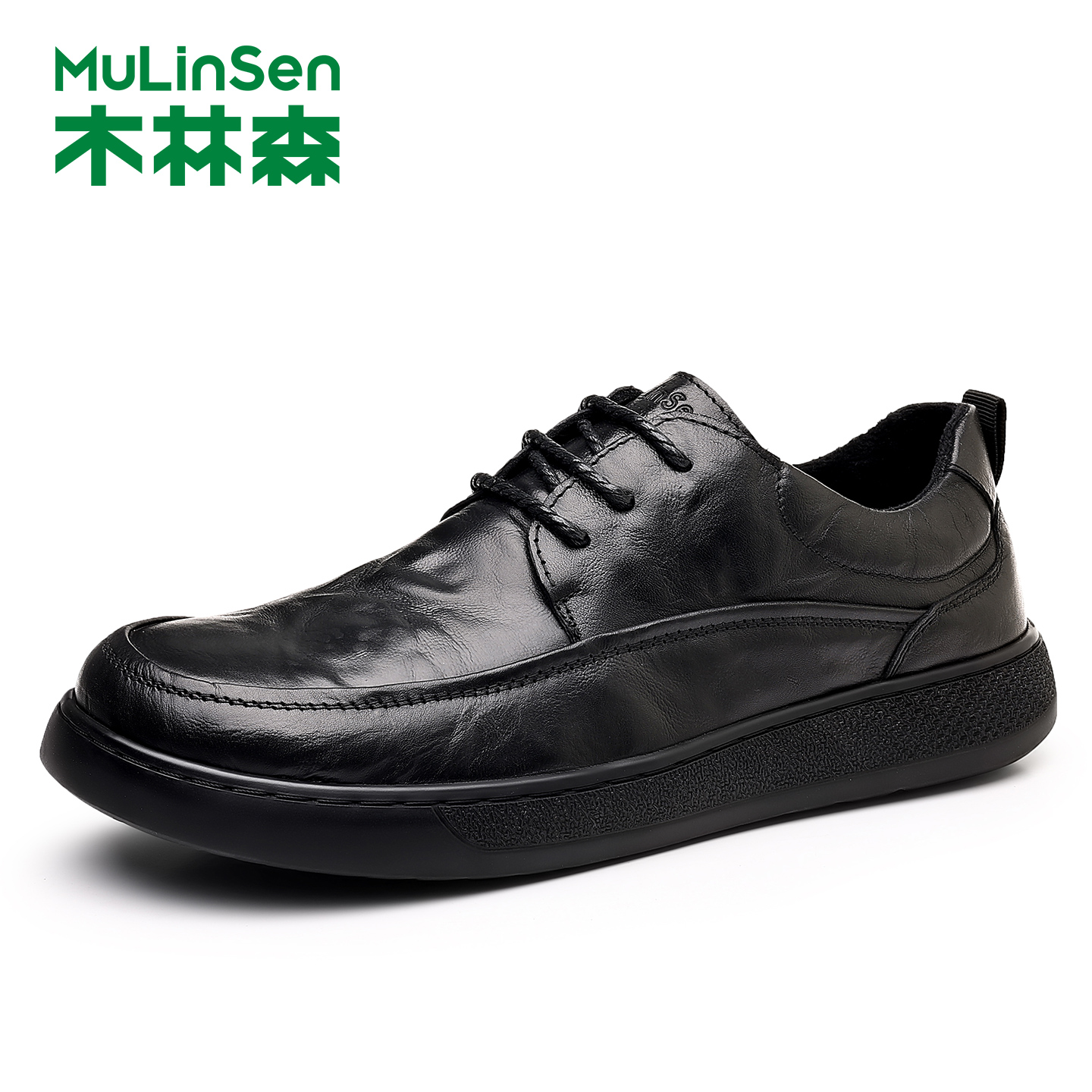 木林森头层牛皮男鞋冬季保暖棉鞋