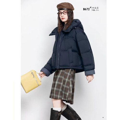 25秋冬女士新款bbl672短款连帽面包服羽绒服以旧翻新定制加厚