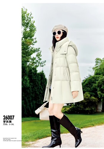 26秋冬新款ssbs26007以旧翻新女士中长活帽羽绒服加绒加厚定制