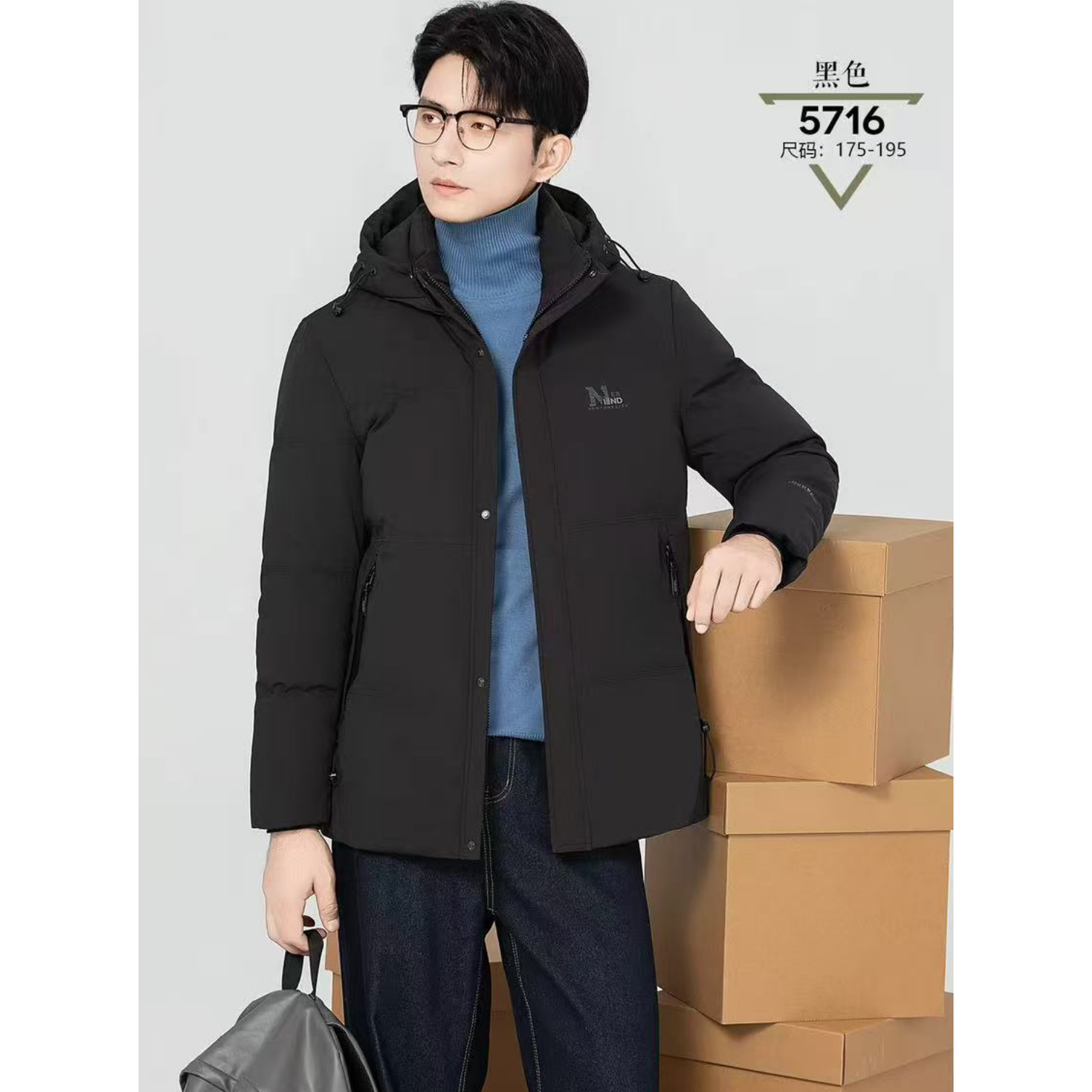 25秋冬羽绒服订制定做加绒以旧翻新活帽商务面包服男装ymqf5716