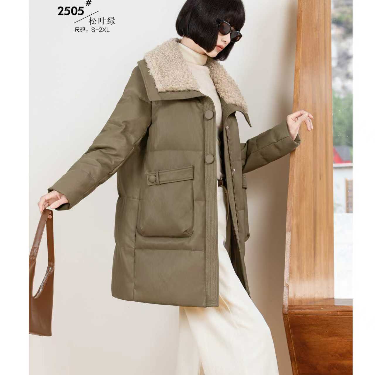 25秋冬女装中长js蛋白高级皮装羽绒服以旧翻新定制加厚加绒hy2505