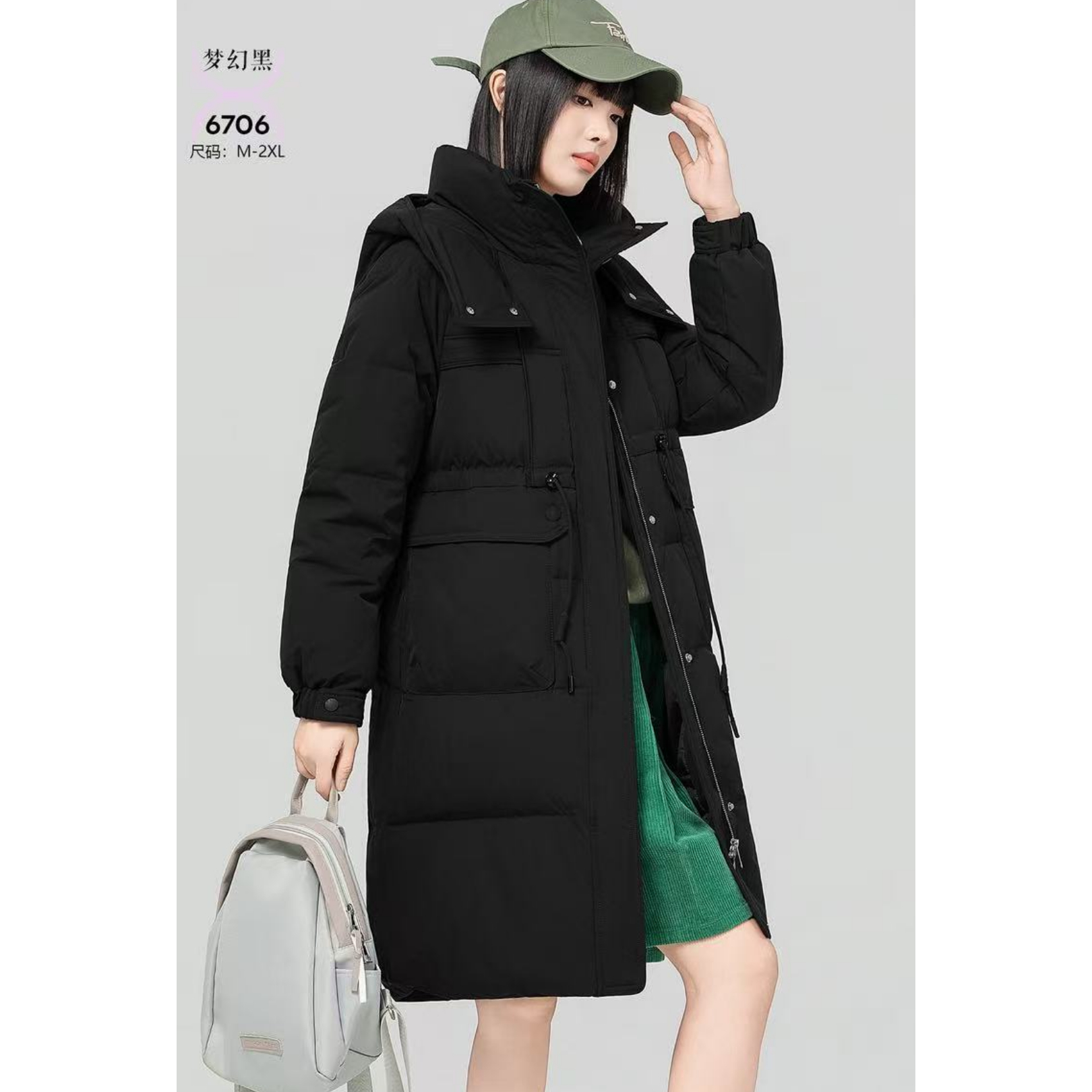 25秋冬羽绒服以旧翻新定制加厚加绒女装高端收腰休闲长款ymqf6706