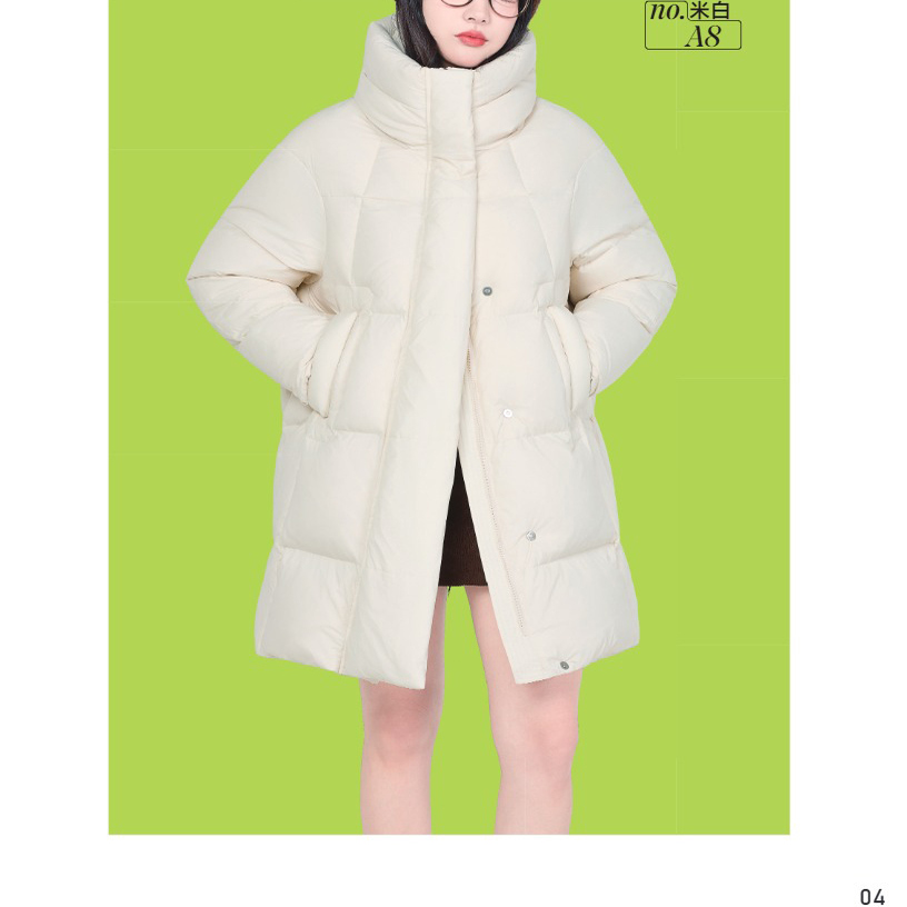 25秋冬女款中长休闲时尚面包服羽绒服以旧翻新定制加厚加绒fyA8