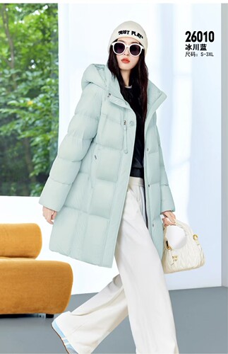 26秋冬新款ssbs26010以旧翻新女士连帽中长时尚款羽绒服加绒定制